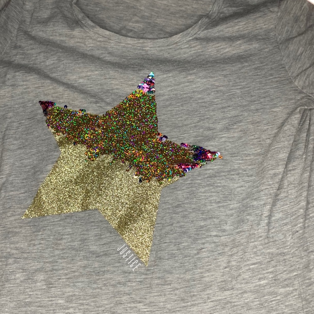 JUSTICE gray sequence shirt for girls size- 16